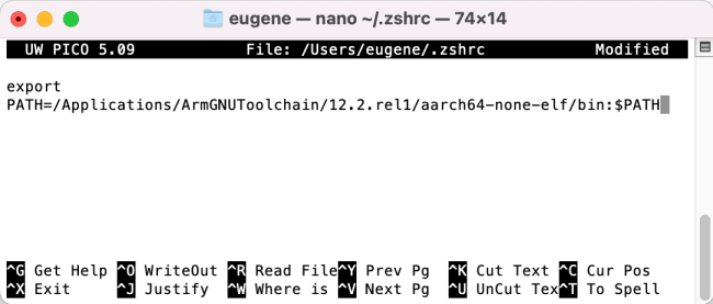 ассемблер GNU Arm Embedded Toolchain для ARM64 под MacOS