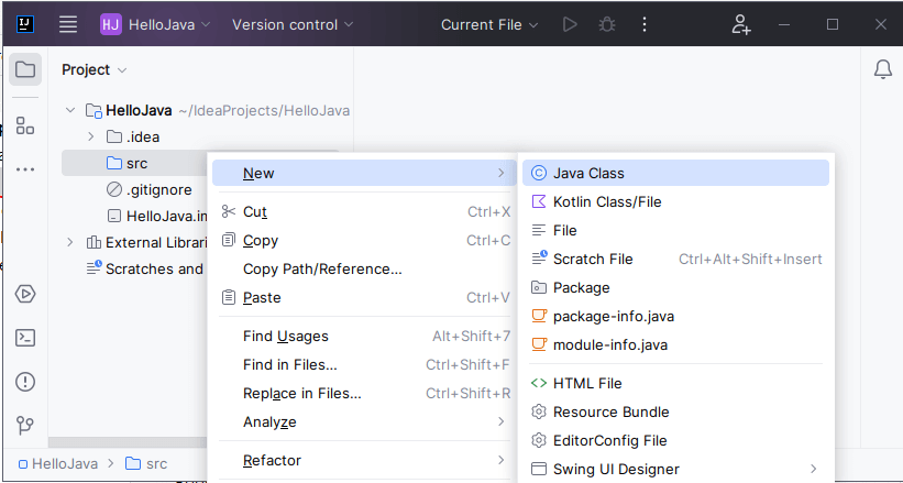 Добавления файла с кодом в проект на Java в IntelliJ IDEA