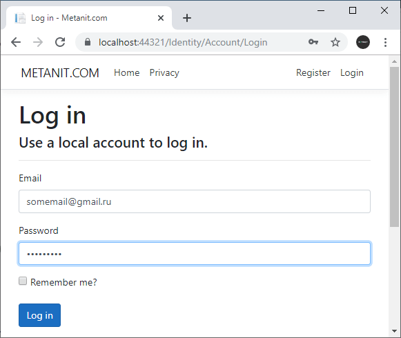 Login in ASP.NET Core Identity