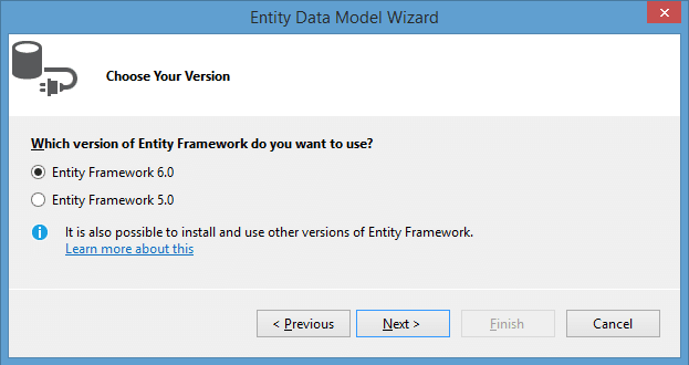 Выбор версии Entity Framework