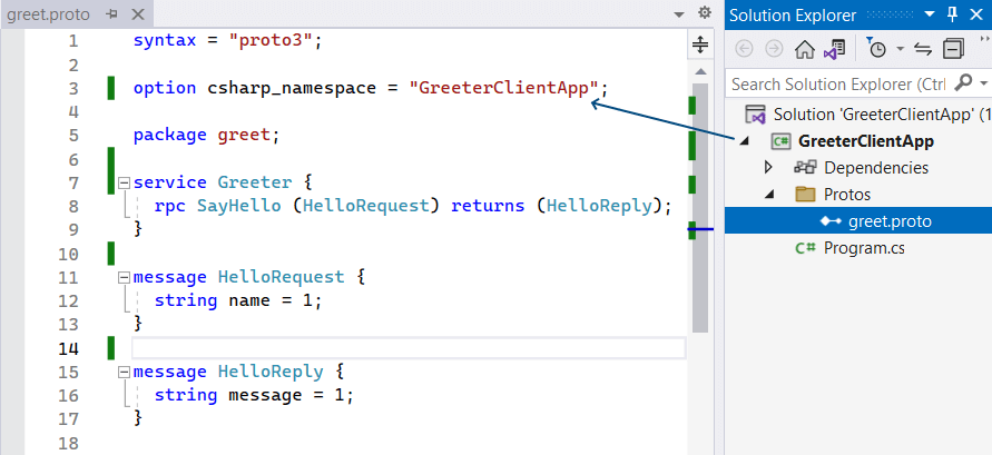 создание клиента на C# для сервиса grpc в Visual Studio 