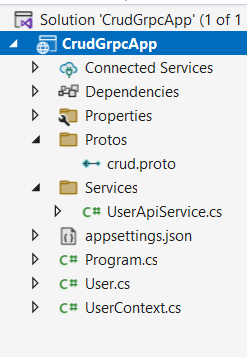 CRUD и работа с базой данных через Entity Framework в сервисах ASP.NET Core GRPC на C#