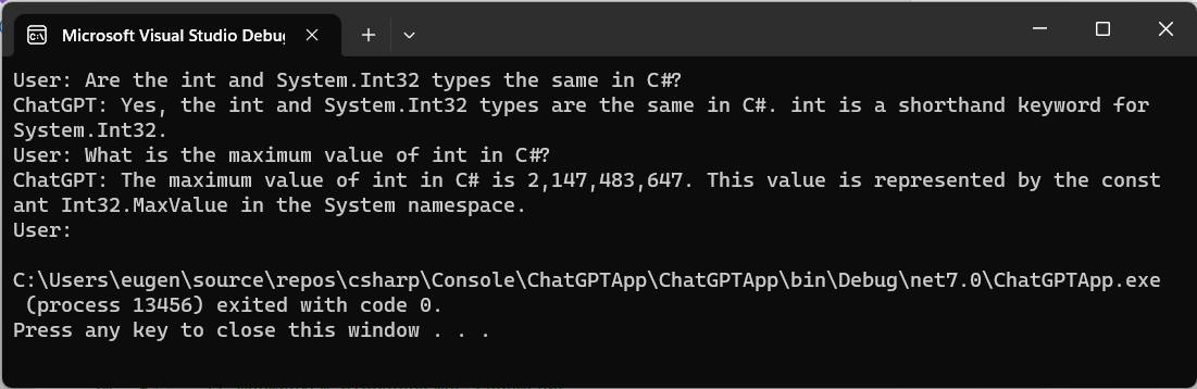 создание бота для ChatGPT на C#