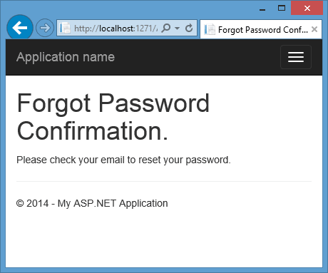 Сброс пароля в ASP.NET Identity
