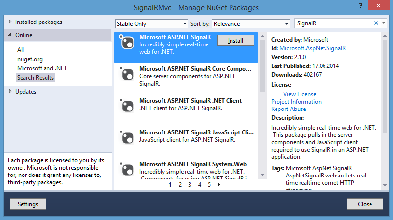 Microsoft ASP.NET SignalR 2