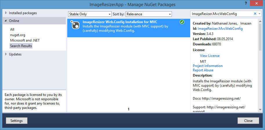 Библиотека ImageResizer в ASP.NET MVC 5
