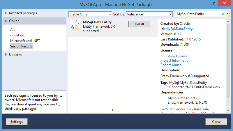 MySql.Data.Entity в ASP.NET MVC 5