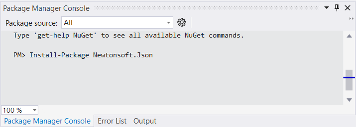 Install-Package и установка пакета nuget в C# в Visual Studio