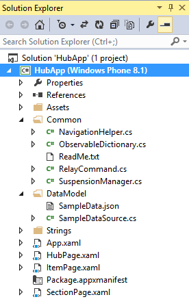 Hub App Project Structure in Windows Phone 8.1