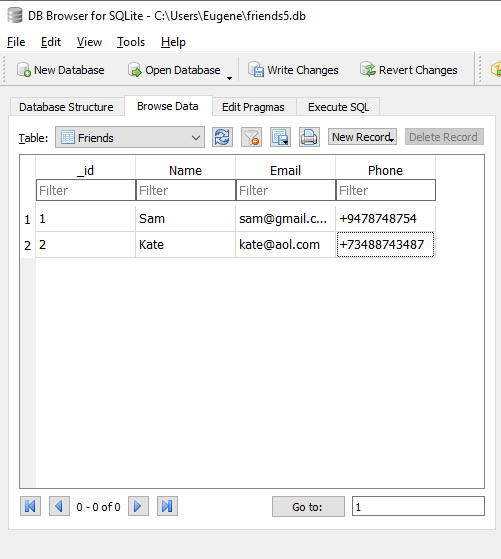 базы данных SQLite для Xamarin Forms
