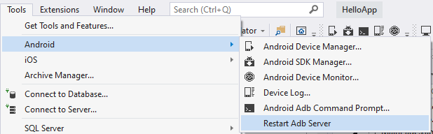 Подключение смартфона с Android в Xamarin Visual Studio