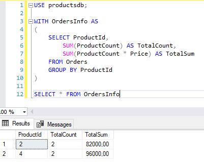 Обобщенные табличные выражения CTE в MS SQL Server