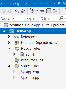 header files в языке программирования c++ в Visual Studio