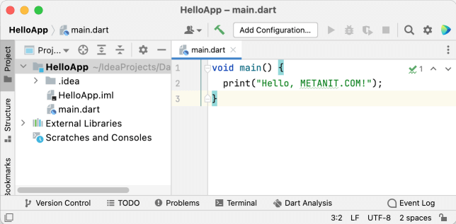 Первая программа на языке Dart в IntelliJ IDEA