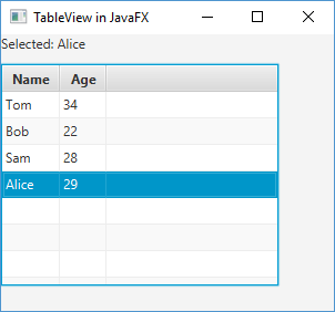 Выделение строки в TableView в JavaFX