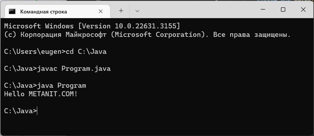 Первая программа на Java