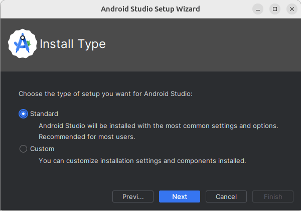 Тип установки Android Studio на примере Linux