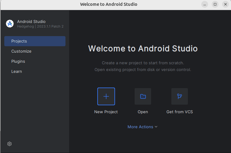Начальное окно Android Studio