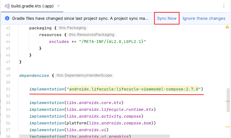 Добавление зависимости viewModel в проект Jetpack Compose на Kotlin на Android