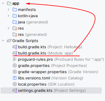 Файл build.gradle.kts модуля в Android Studio