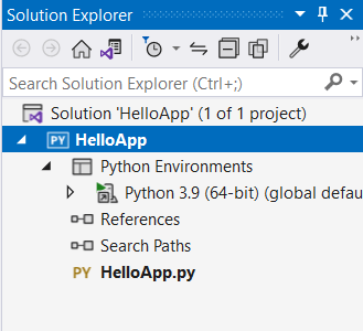 Первый проект на Python в Visual Studio