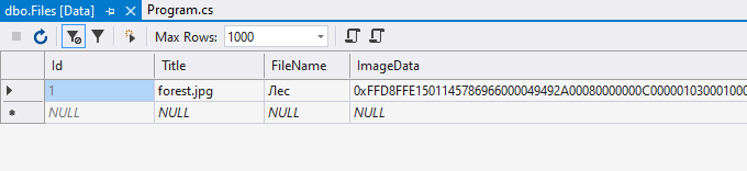 Сохранение изображений в базе данных MS SQL Server в C# и .NET