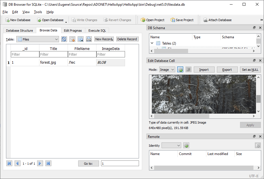 Сохранение изображений в базе данных SQLite в C# и .NET