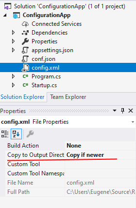 XML configuration in ASP.NET Core