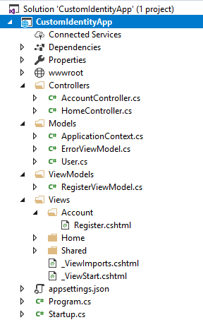 Структура проекта в ASP.NET Identity Core