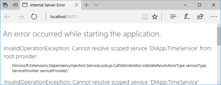 Cannot resolve scoped service from root provider в ASP.NET Core 2