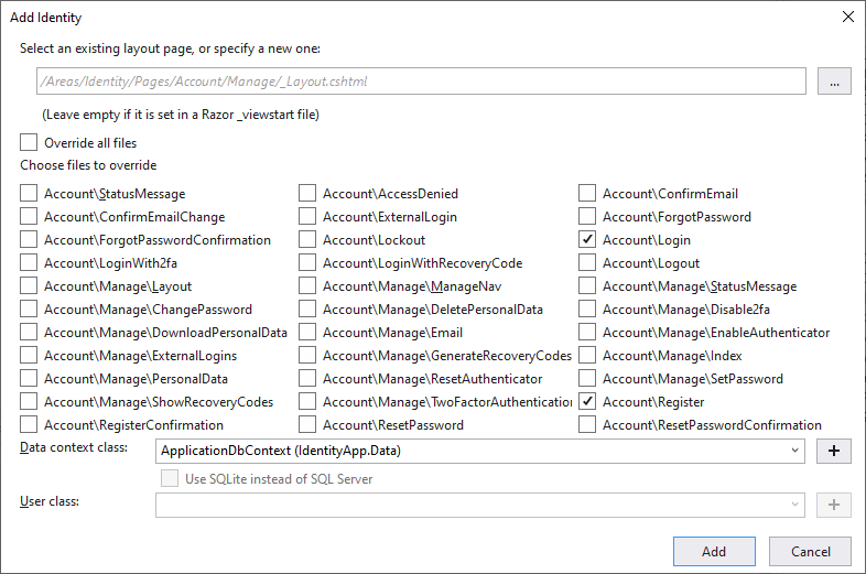 ASP.NET Core Identity Razor Pages