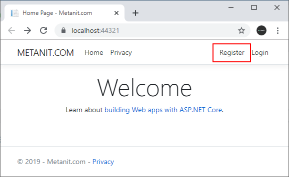 Create Application with ASP.NET Core Identity