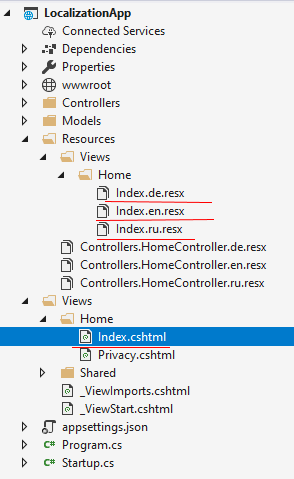Локализация представлений в ASP.NET Core