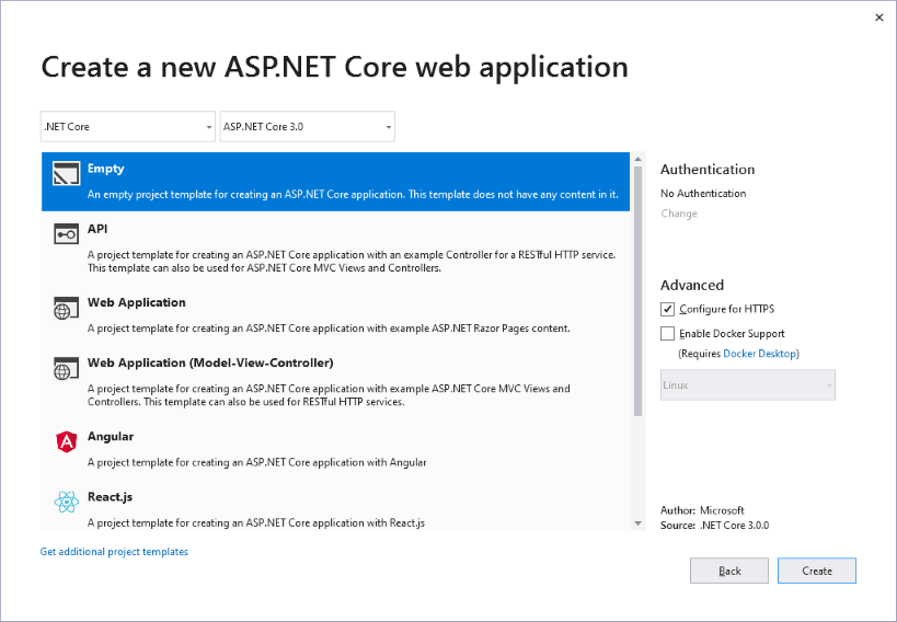 Создание проекта ASP.NET Core для работы с React JS