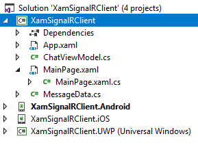 Проект Xamarin для работы с SignalR