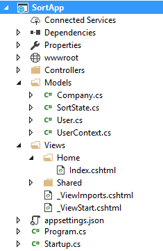 Проект ASP.NET Core для сортировки объектов