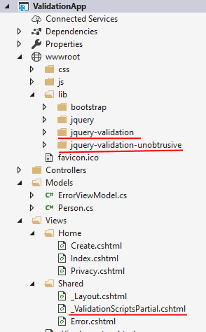 Скрипты валидации в ASP.NET Core