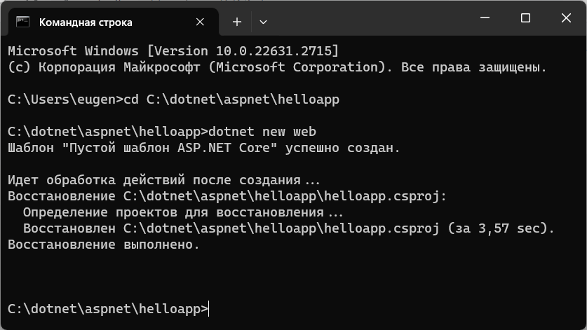 Первый проект ASP.NET Core на C# в Visual Studio Code