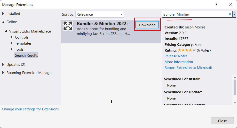 Расширение Bundler & Minifier для Visual Studio и C#