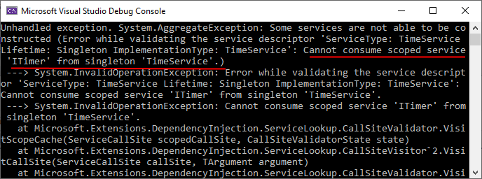 Cannot consume scoped service from singleton in ASP.NET Core и C#