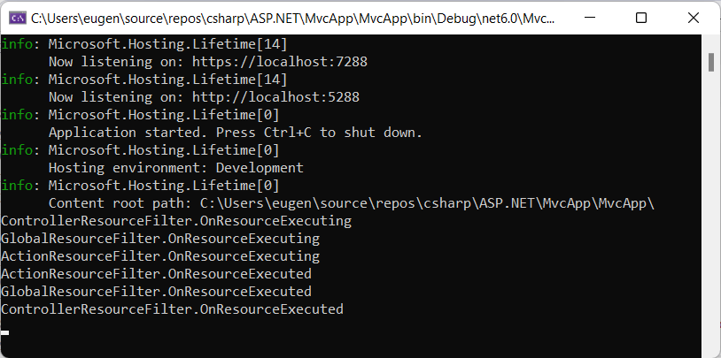 Поряд выполнения фильтров в ASP.NET Core MVC и C#