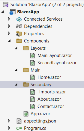 Применение компоновки к папке компонентов Blazor в ASP NET и C#