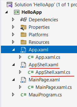 страница AppShell в .NET MAUI в проекте для C#