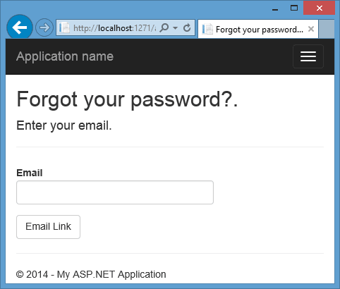 Сброс пароля в ASP.NET MVC