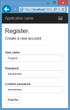 Регистрация через ASP.NET Identity