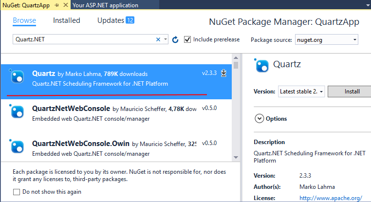 Quartz.NET в ASP.NET MVC 5