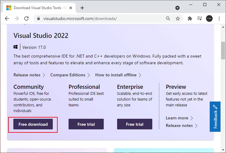 Установка Visual Studio 2022