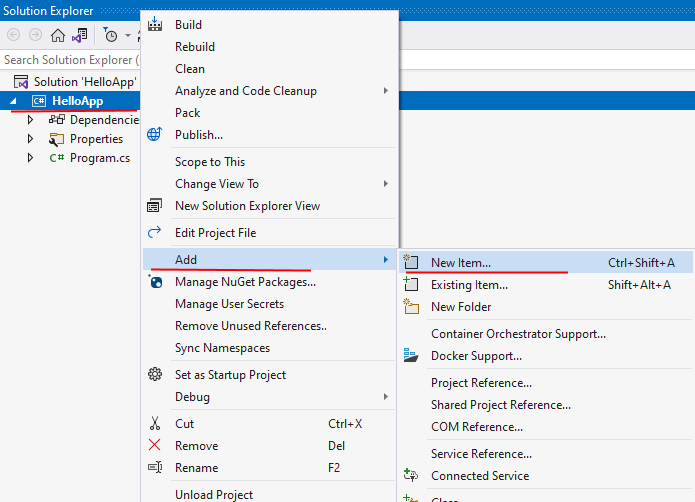 добавление нового пространства имен C# в Visual Studio