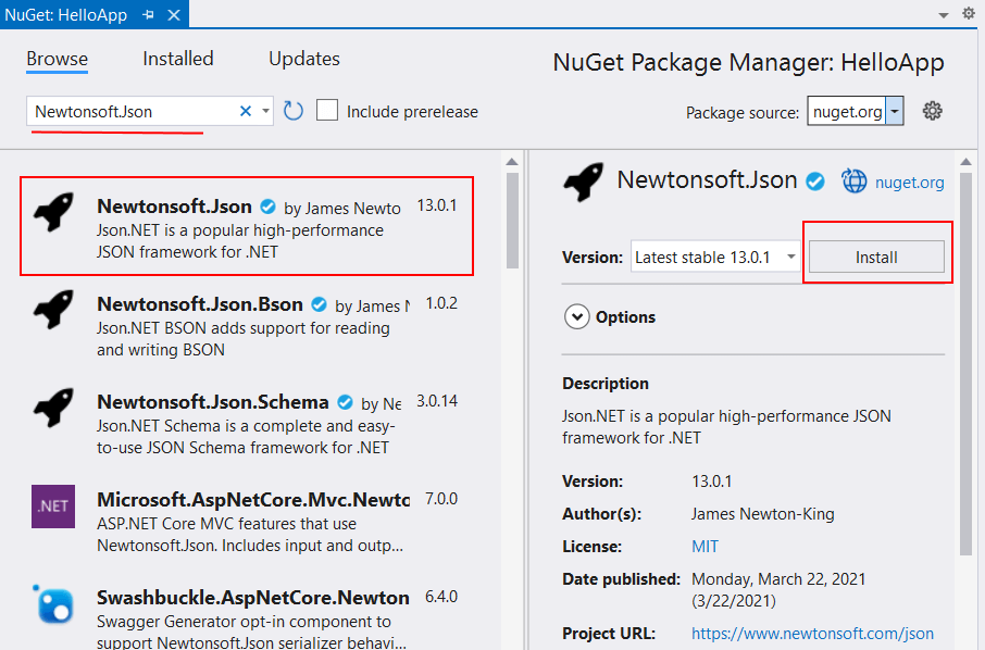 Добавление nuget пакетов в проект в Visual Studio