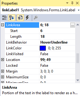 Настройка элемента LinkLabel в Windows Forms